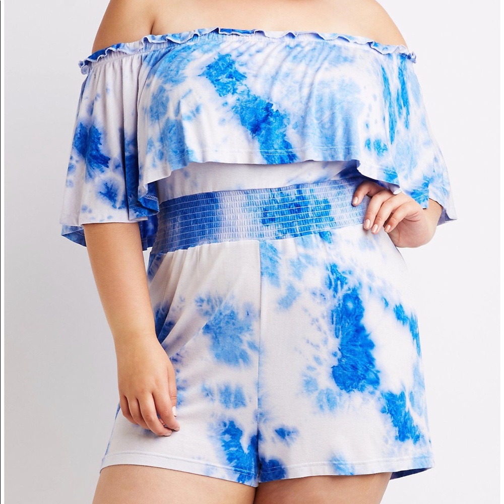 Plus Sz tye Dye romper 3X - Picture 2 of 7